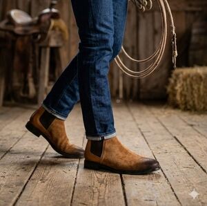Men's Brown Chelsea Boots - Suede Leather Slip-On